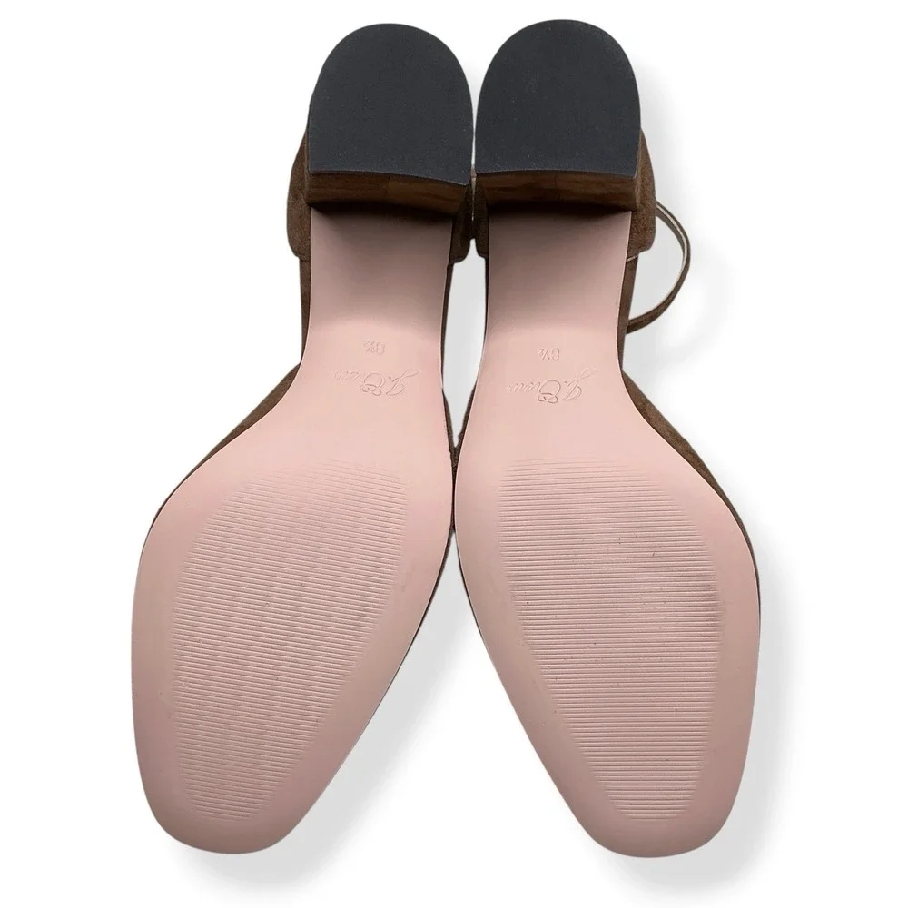 J Crew Heels Women 8.5 Brown Tan Suede Leather Round Toe Pumps Buckle Maisie